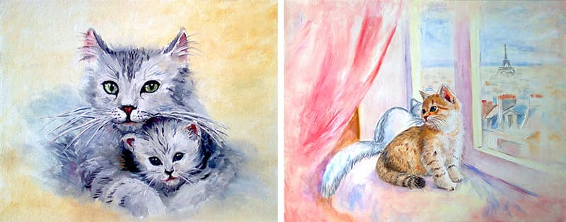 картины маслом с кошками